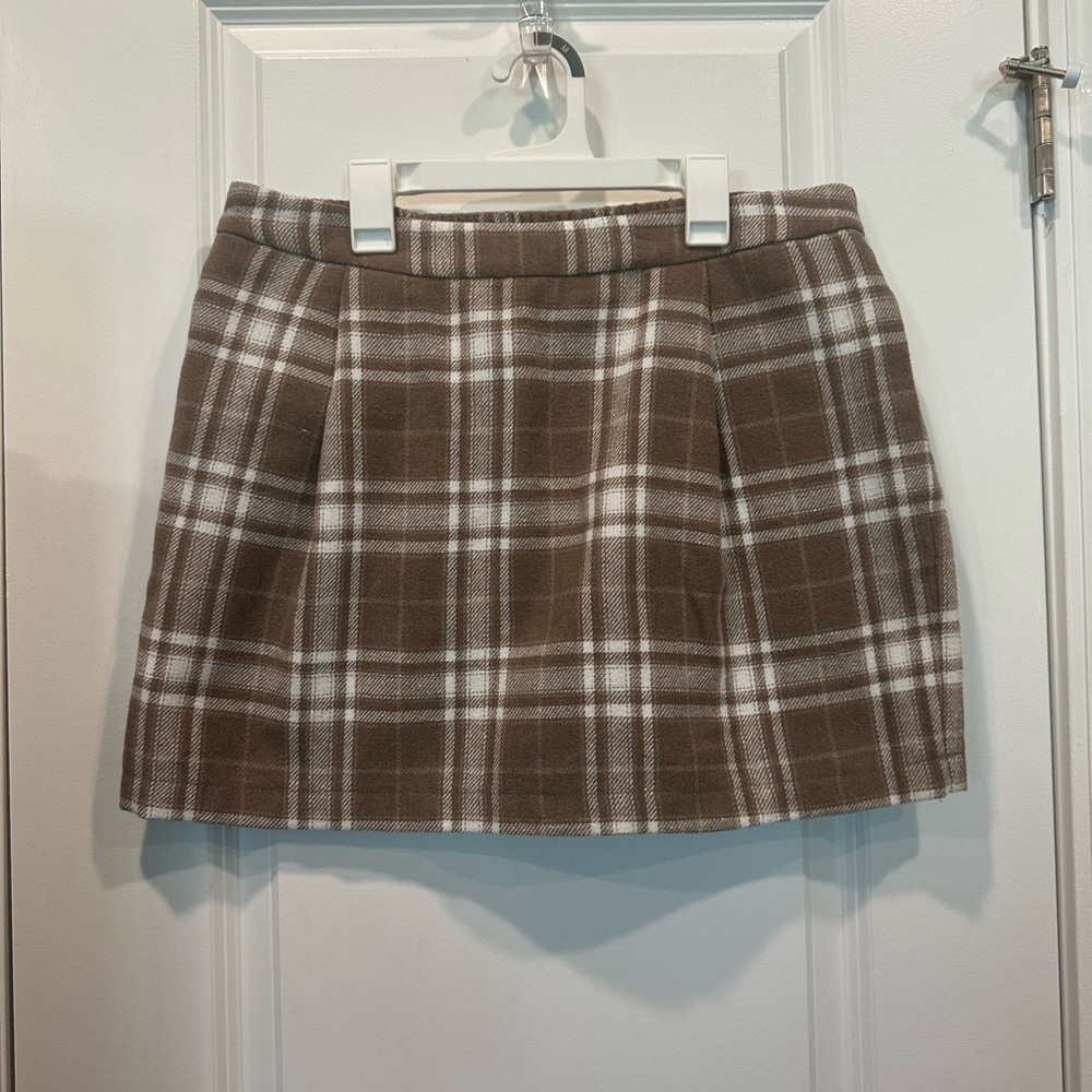 Versona brown and white plaid thick skirt size XL